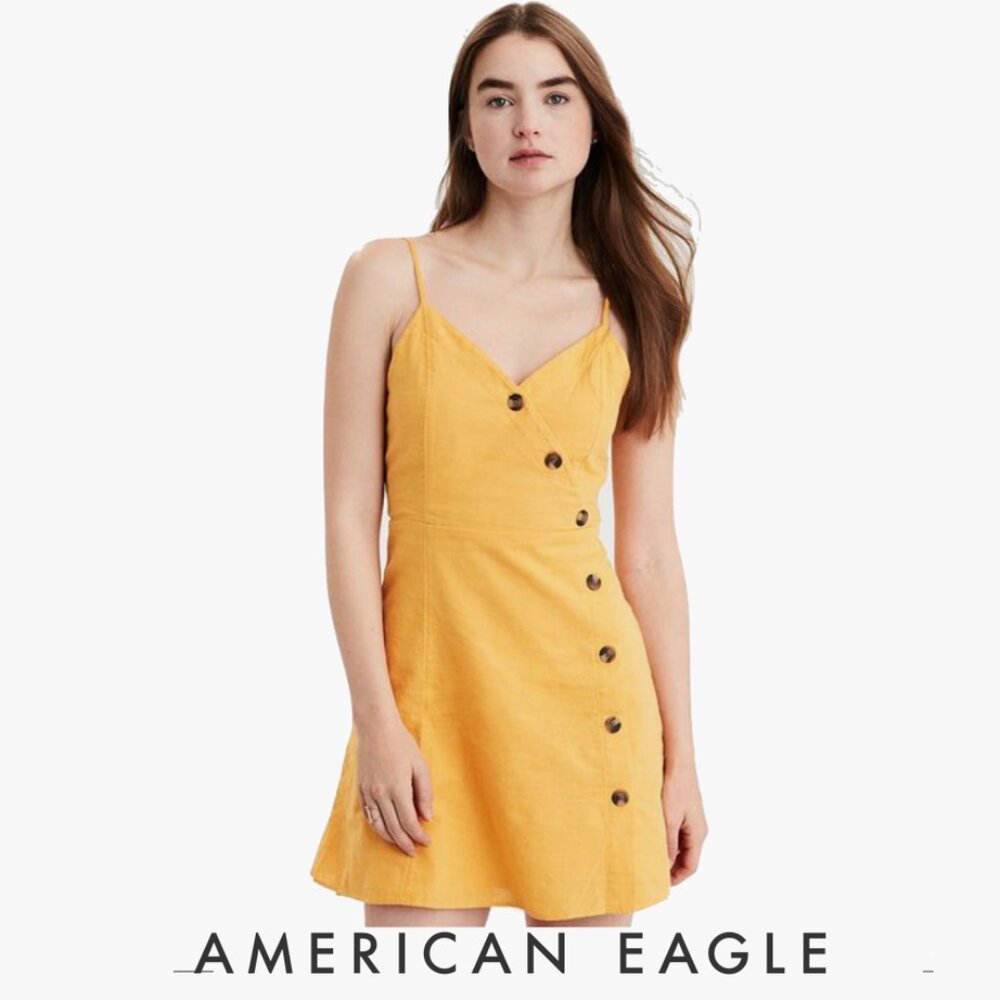 AE Asymmetric Button Front Dress, Size large tall